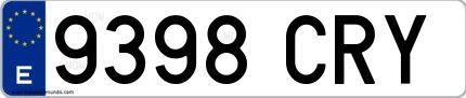 Ejemplo de matrícula española 9398 CRY