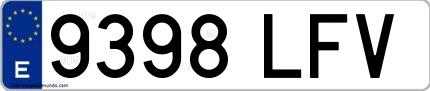 Ejemplo de matrícula española 9398 LFV