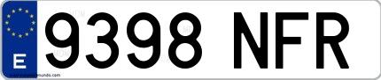 Ejemplo de matrícula española 9398 NFR