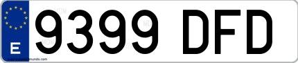 Ejemplo de matrícula española 9399 DFD