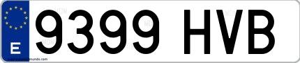 Ejemplo de matrícula española 9399 HVB