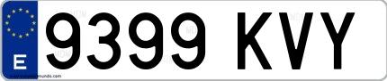 Ejemplo de matrícula española 9399 KVY