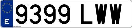 Ejemplo de matrícula española 9399 LWW