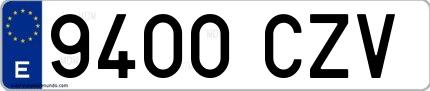 Ejemplo de matrícula española 9400 CZV