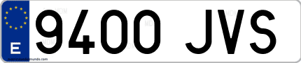 Ejemplo de matrícula de coche ordinaria 9400 JVS