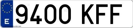 Ejemplo de matrícula española 9400 KFF