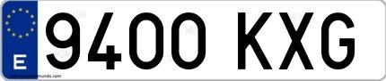 Ejemplo de matrícula española 9400 KXG