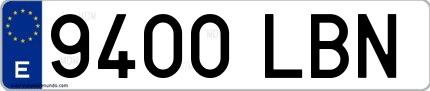Ejemplo de matrícula española 9400 LBN