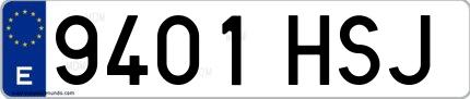 Ejemplo de matrícula española 9401 HSJ