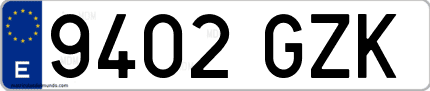 Ejemplo de matrícula de coche ordinaria 9402 GZK