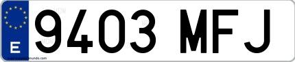 Ejemplo de matrícula española 9403 MFJ