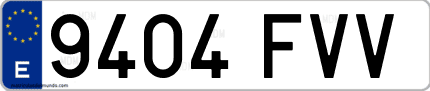 Ejemplo de matrícula de coche ordinaria 9404 FVV