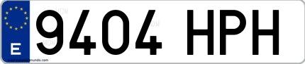 Ejemplo de matrícula española 9404 HPH