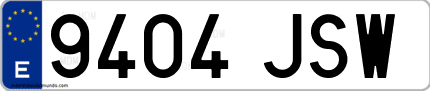 Ejemplo de matrícula de coche ordinaria 9404 JSW
