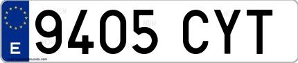 Ejemplo de matrícula española 9405 CYT