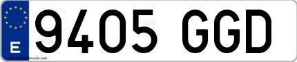 Ejemplo de matrícula española 9405 GGD