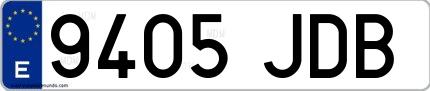 Ejemplo de matrícula española 9405 JDB