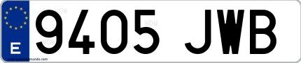 Ejemplo de matrícula española 9405 JWB