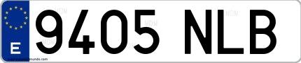 Ejemplo de matrícula española 9405 NLB
