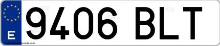 Ejemplo de matrícula española 9406 BLT