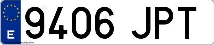 Ejemplo de matrícula española 9406 JPT
