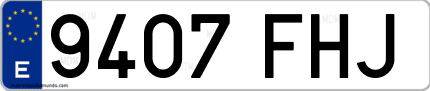Ejemplo de matrícula de coche ordinaria 9407 FHJ