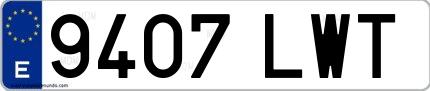 Ejemplo de matrícula española 9407 LWT