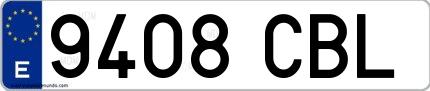 Ejemplo de matrícula española 9408 CBL