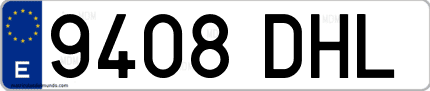 Ejemplo de matrícula de coche ordinaria 9408 DHL