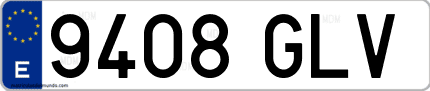 Ejemplo de matrícula de coche ordinaria 9408 GLV