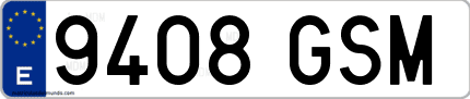 Ejemplo de matrícula de coche ordinaria 9408 GSM