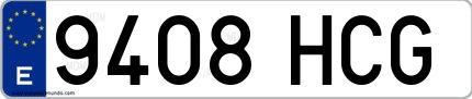 Ejemplo de matrícula española 9408 HCG