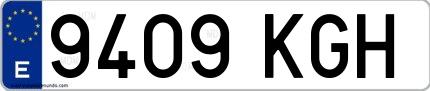 Ejemplo de matrícula española 9409 KGH