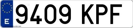 Ejemplo de matrícula española 9409 KPF