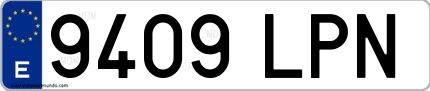 Ejemplo de matrícula española 9409 LPN