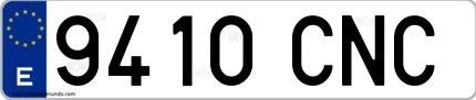 Ejemplo de matrícula española 9410 CNC