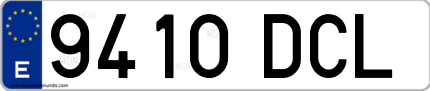 Ejemplo de matrícula de coche ordinaria 9410 DCL