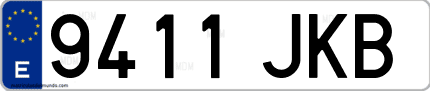 Ejemplo de matrícula de coche ordinaria 9411 JKB