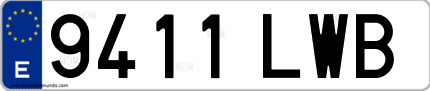 Ejemplo de matrícula de coche ordinaria 9411 LWB