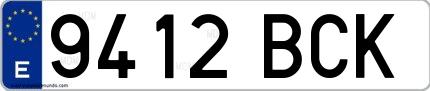 Ejemplo de matrícula española 9412 BCK