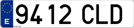 Ejemplo de matrícula española 9412 CLD
