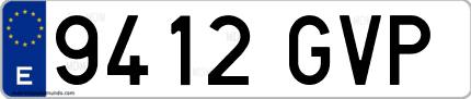 Ejemplo de matrícula de coche ordinaria 9412 GVP