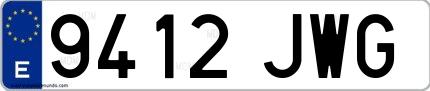 Ejemplo de matrícula española 9412 JWG