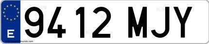 Ejemplo de matrícula española 9412 MJY