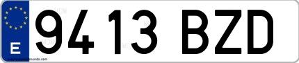 Ejemplo de matrícula española 9413 BZD