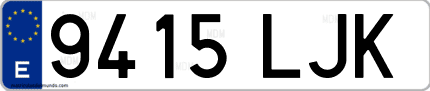 Ejemplo de matrícula de coche ordinaria 9415 LJK