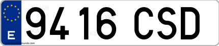 Ejemplo de matrícula de coche ordinaria 9416 CSD