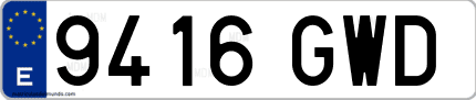 Ejemplo de matrícula de coche ordinaria 9416 GWD