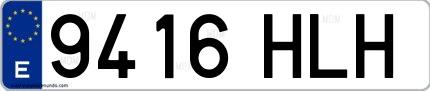 Ejemplo de matrícula española 9416 HLH