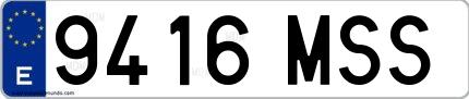 Ejemplo de matrícula española 9416 MSS
